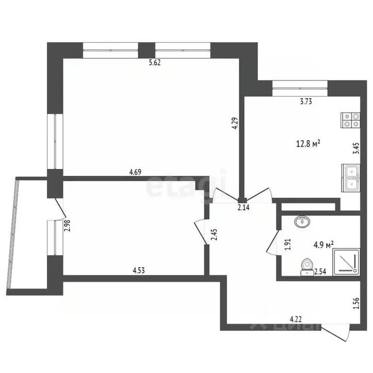 2-к кв. Тюменская область, Тюмень ул. Пермякова, 77 (63.4 м) - Фото 2