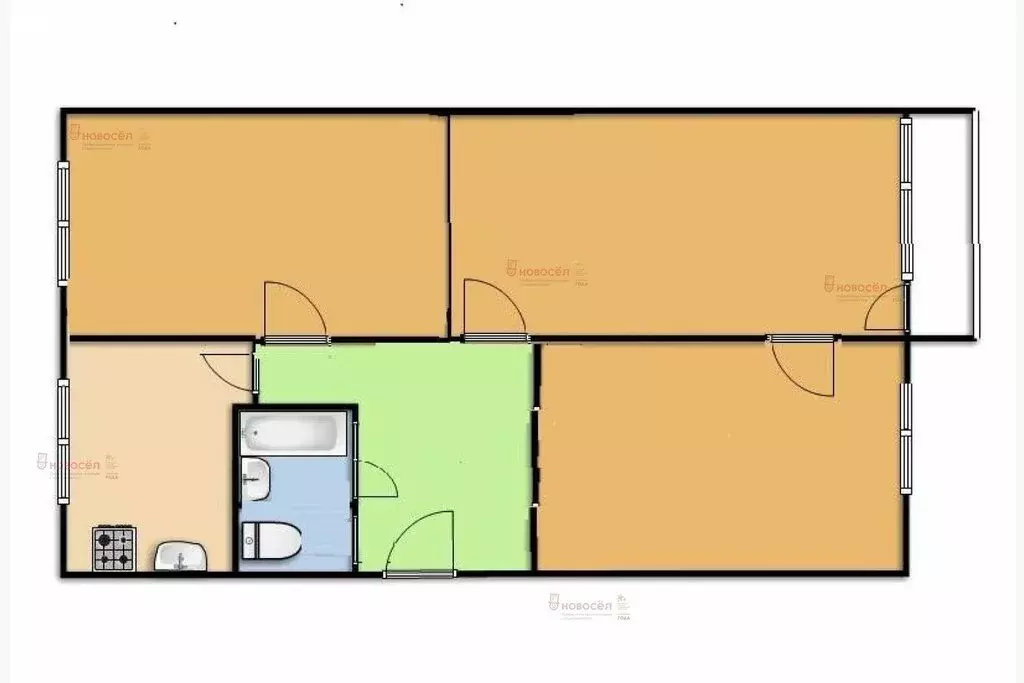 3-комнатная квартира: Ревда, улица Олега Кошевого, 9 (55 м) - Фото 1