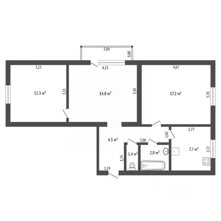3-к кв. Амурская область, Благовещенск Красноармейская ул., 159/1 ... - Фото 2