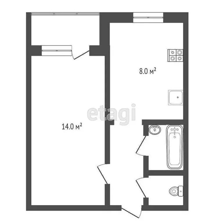 1-комнатная квартира: Самара, улица Аминева, 11 (28 м) - Фото 0
