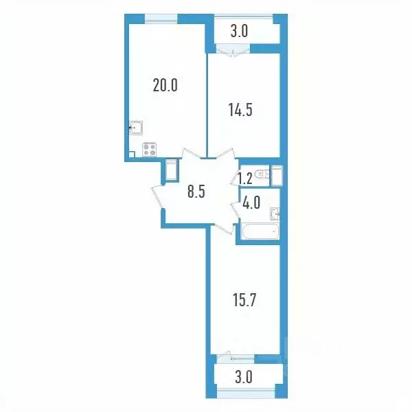 2-к кв. Санкт-Петербург ул. Типанова, 22 (66.9 м) - Фото 0