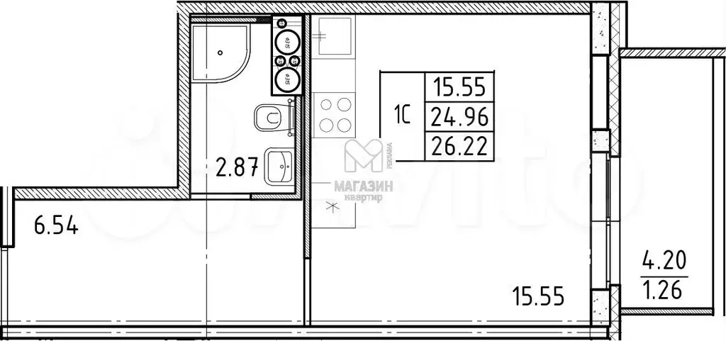 Квартира-студия, 25 м, 16/25 эт. - Фото 0