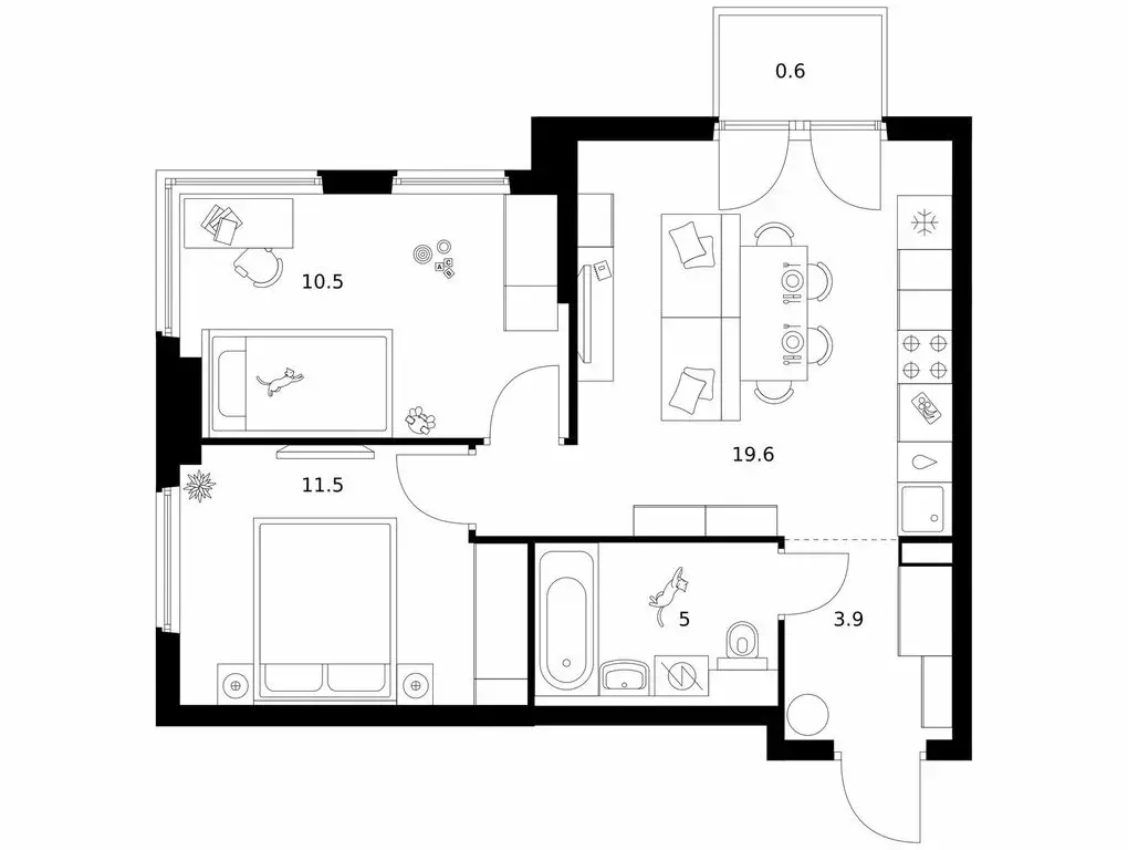 2-комнатная квартира: Москва, ЖК Кронштадтский 9 (51.1 м) - Фото 0