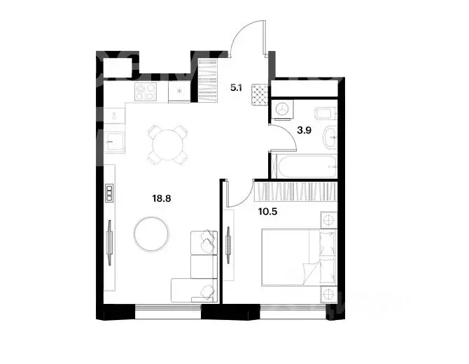 1-к кв. Москва бул. Небесный, 1к1 (37.9 м) - Фото 1