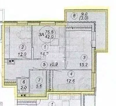 3-к кв. Татарстан, Казань ул. Комиссара Габишева, 18А (75.5 м) - Фото 1