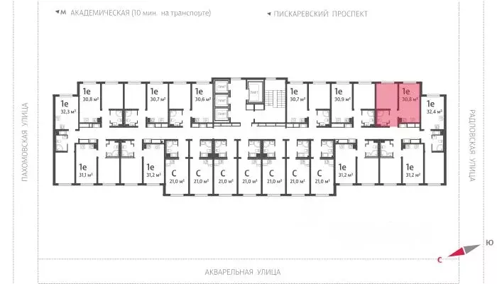 1-к кв. Санкт-Петербург ул. Пахомовская, 12к2 (30.6 м) - Фото 1
