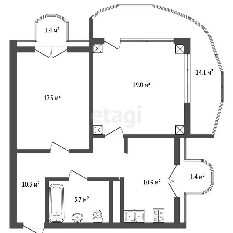 3-комнатная квартира: Ялта, улица Кривошты, 11А (75 м) - Фото 1