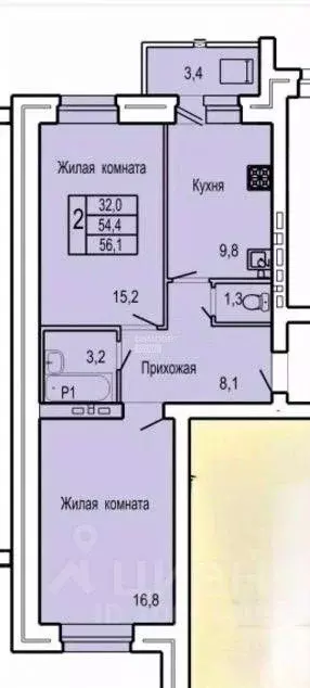 2-к кв. Орловская область, Орел ул. Родзевича-Белевича, 5 (56.2 м) - Фото 2
