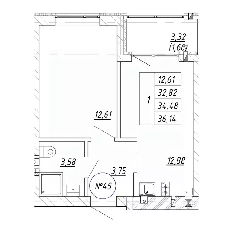 1-к кв. Калининградская область, Зеленоградск  (36.14 м) - Фото 1