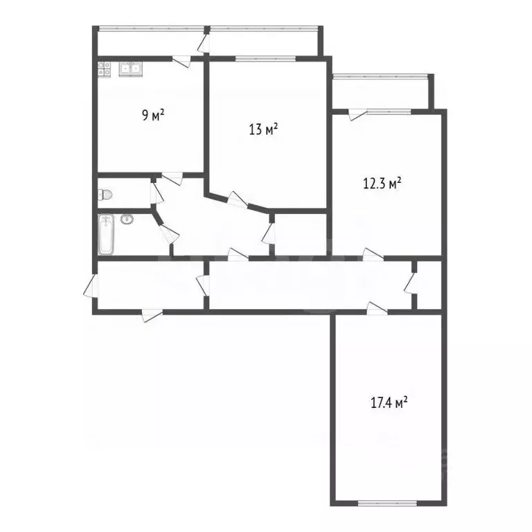 3-к кв. Санкт-Петербург наб. Реки Оккервиль, 4 (72.7 м) - Фото 2
