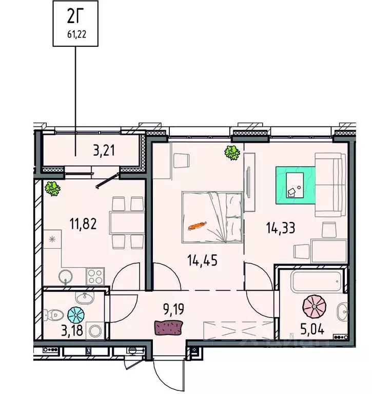 2-к кв. Иркутская область, Иркутск Правобережный округ, Лотос жилой ... - Фото 1