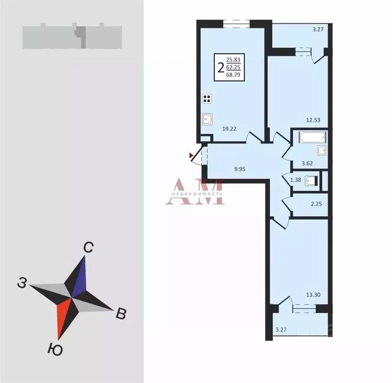 2-к кв. Владимирская область, Владимир ул. Мира, 90А (68.79 м) - Фото 1