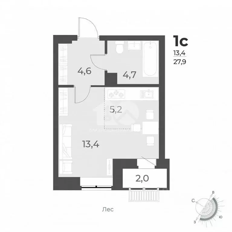 Квартира-студия: Новосибирск, улица имени генерал-майора А.Н. Рожкина, ... - Фото 1