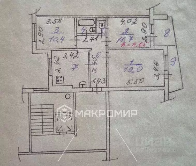 3-к кв. Пензенская область, Пенза ул. Бородина, 12 (64.2 м) - Фото 1