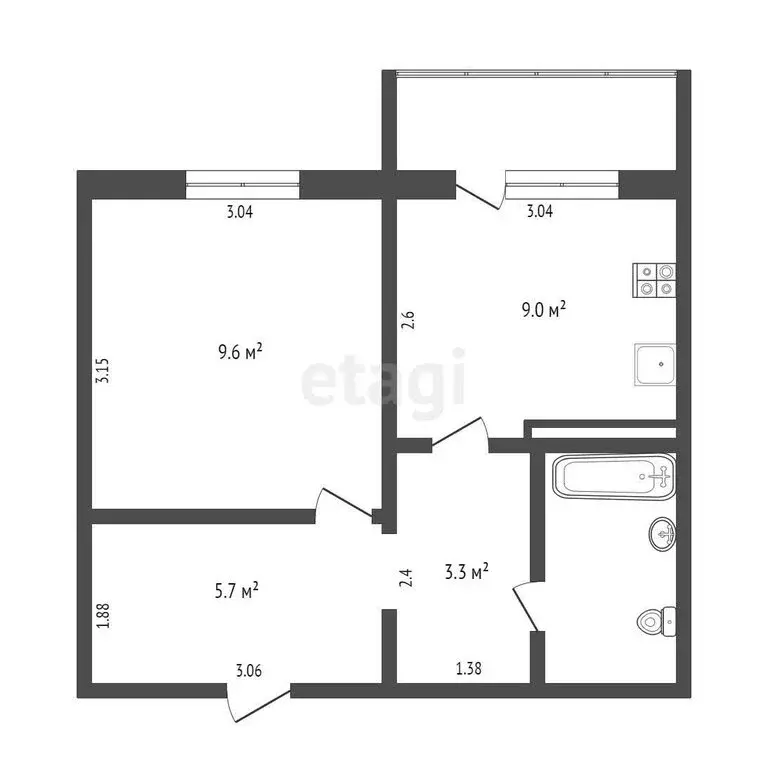 1-комнатная квартира: Тюмень, Станционная улица, 16А (29.9 м) - Фото 0