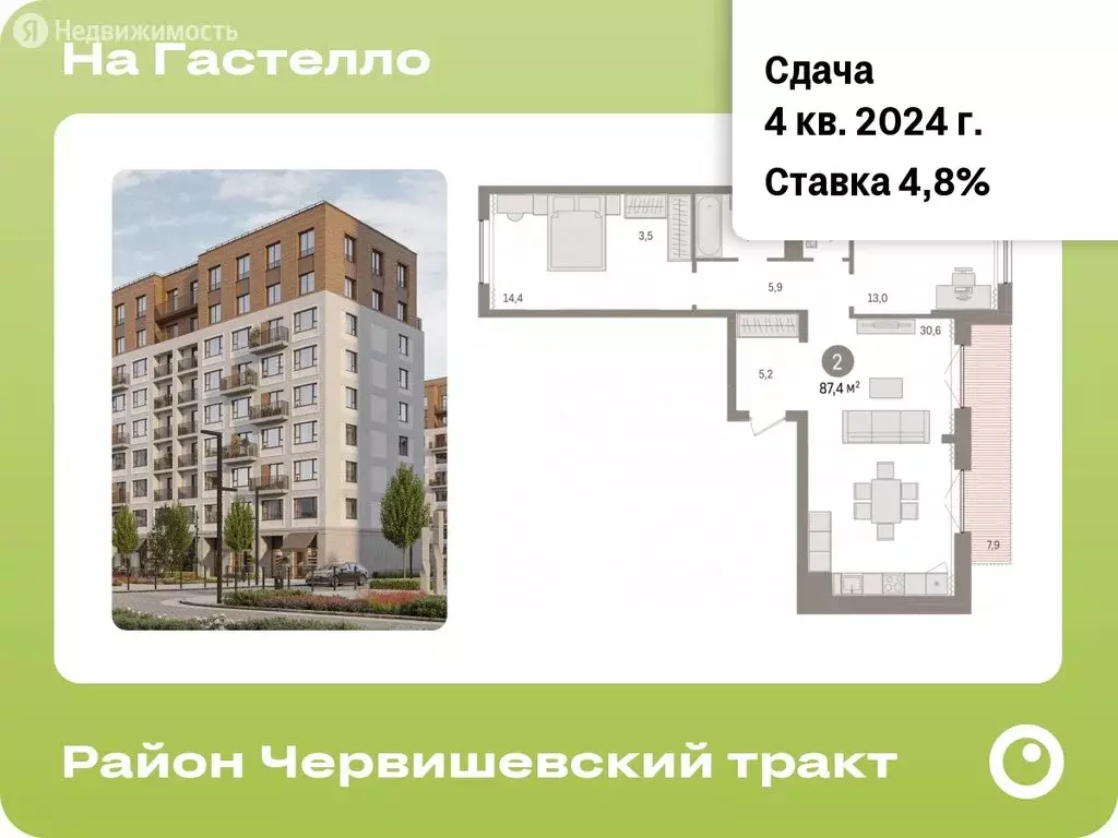 2-комнатная квартира: Тюмень, улица Тимирязева, 8к1 (87.4 м), Купить  квартиру от застройщика в Тюмени, ID объекта - 30066890761