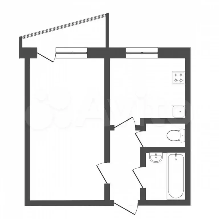 1-к. квартира, 33,7 м, 5/9 эт. - Фото 0