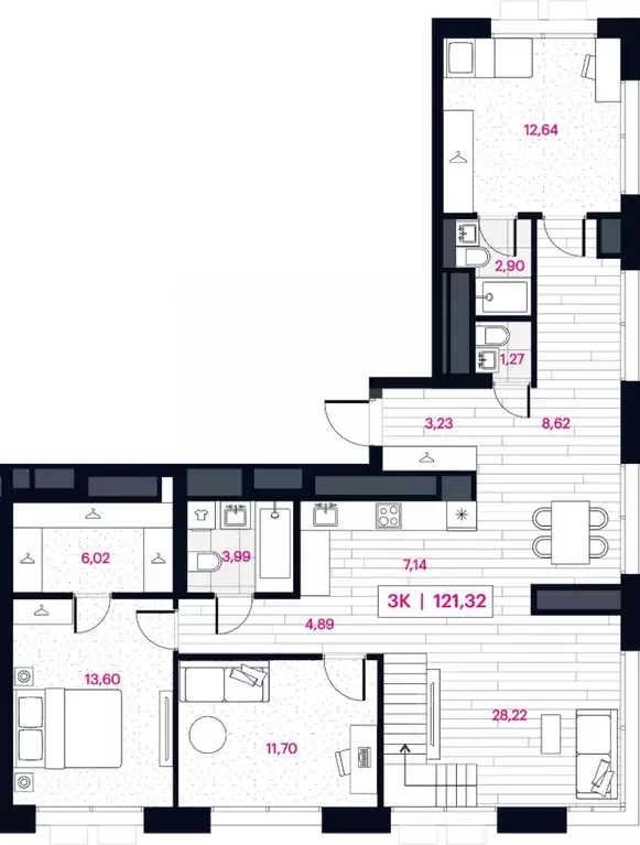 3-к кв. Омская область, Омск Пушкина 77 жилой комплекс (121.32 м) - Фото 0