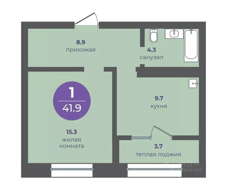 1-к кв. Красноярский край, Красноярск ул. Апрельская, 9 (41.9 м) - Фото 0