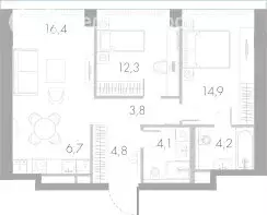 2-комнатная квартира: Москва, Кутузовский проезд, 16А/1 (67.2 м) - Фото 1