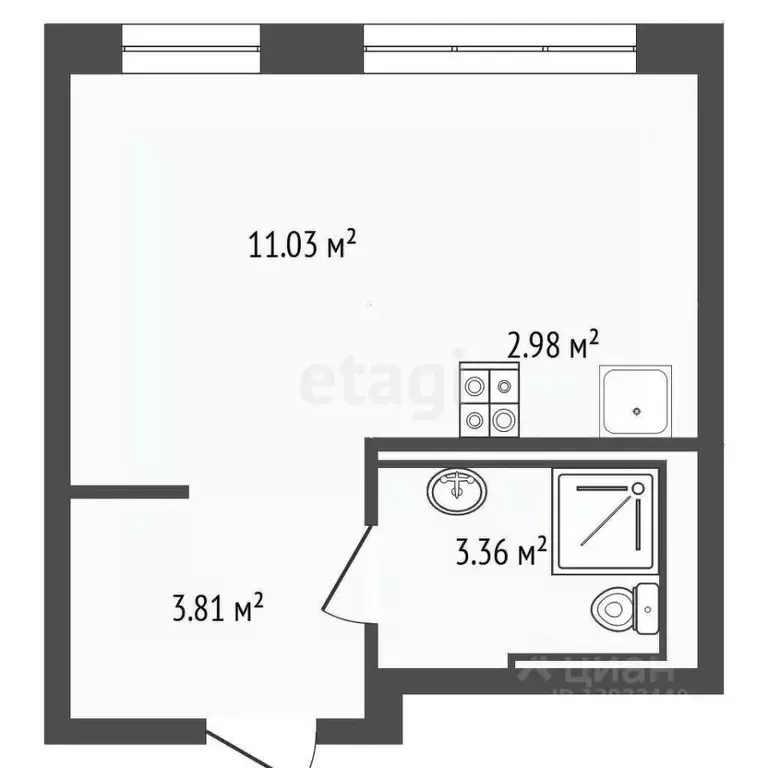 Студия Тюменская область, Тюмень Чаркова 72 жилой комплекс, 2.1 (21.1 ... - Фото 1