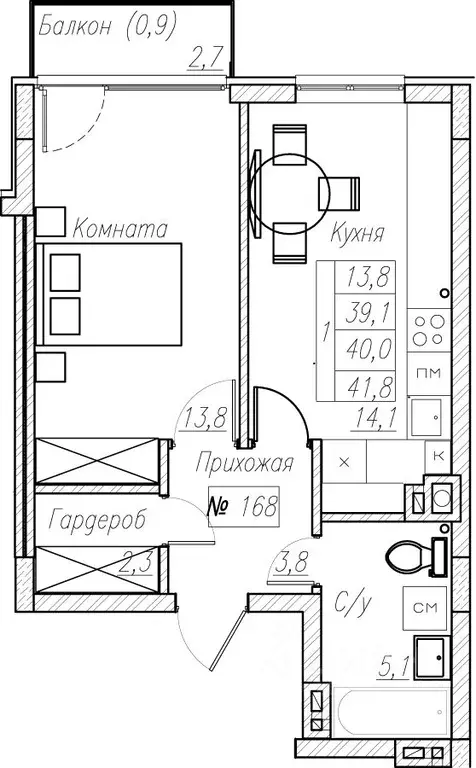 1-к кв. Калининградская область, Пионерский  (40.0 м) - Фото 1