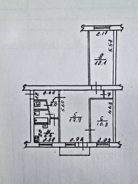 3-к кв. Крым, Симферополь ул. Студенческая, 18 (55.8 м) - Фото 2