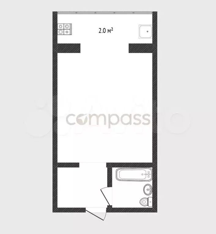 Квартира-студия, 14,5 м, 1/8 эт. - Фото 0