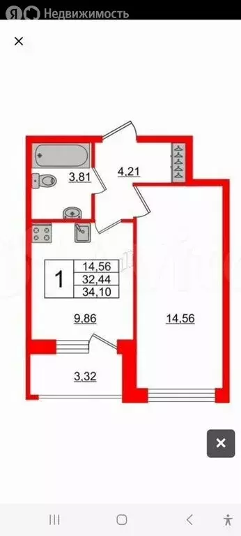 1-комнатная квартира: Санкт-Петербург, улица Чирикова, 5 (34.1 м) - Фото 1