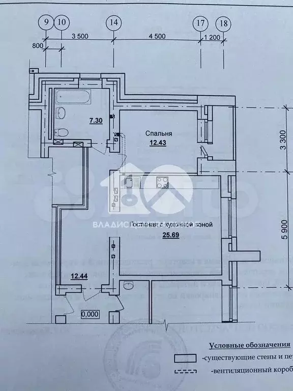 2-к. квартира, 58,5 м, 1/9 эт. - Фото 0