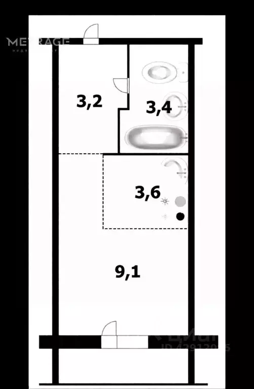 Студия Новосибирская область, Новосибирск ул. Виктора Уса, 15 (19.5 м) - Фото 2