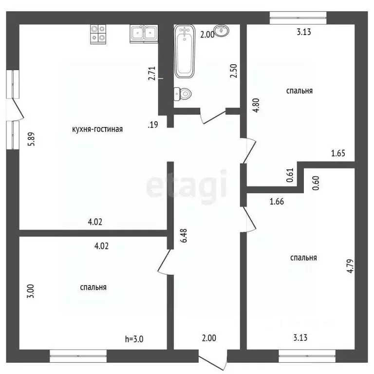 Дом в Башкортостан, Стерлитамак Локомотив-90 СНТ,  (88 м) - Фото 2