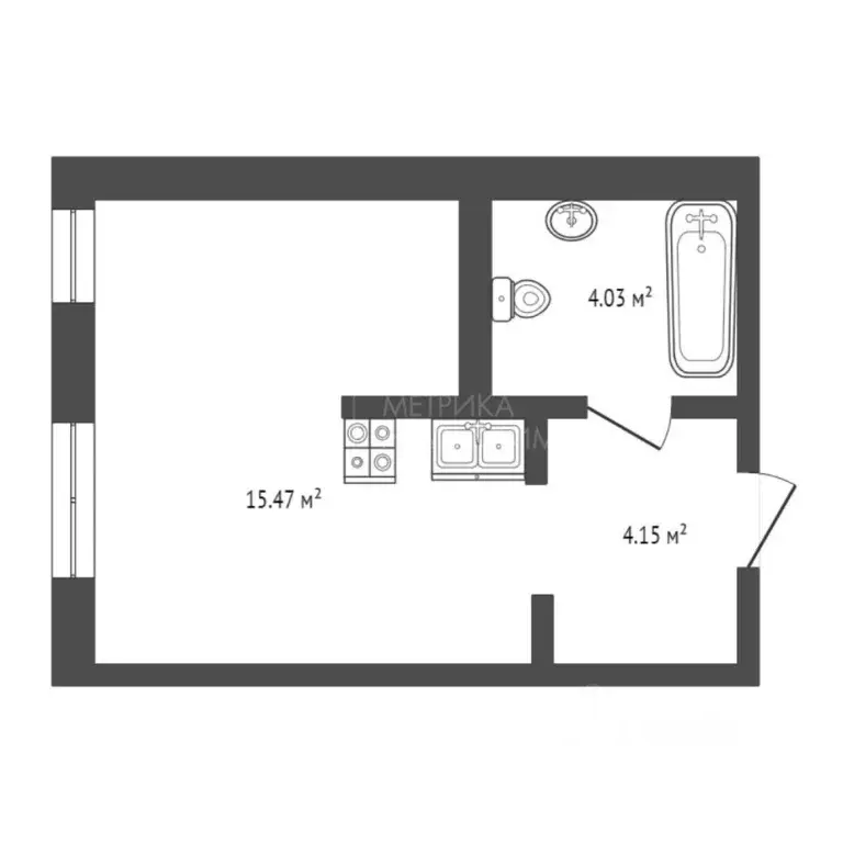 Студия Тюменская область, Тюмень Ставропольская ул., 160/1 (23.9 м) - Фото 2