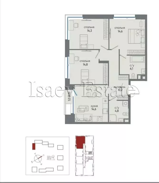 3-комнатная квартира: Москва, улица Нижние Мнёвники, 12 (81 м) - Фото 1
