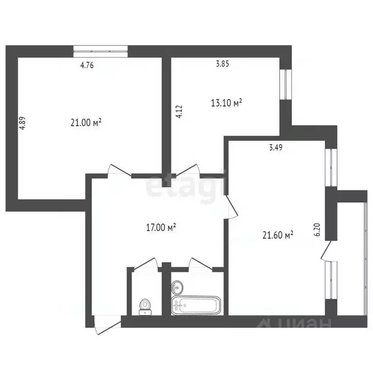 2-к кв. Вологодская область, Вологда Псковская ул., 12 (77.1 м) - Фото 1