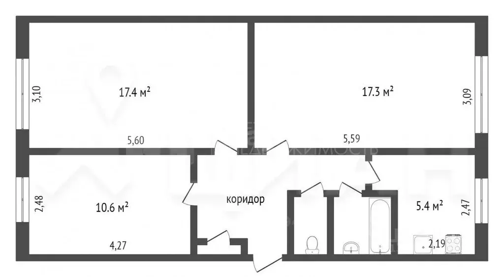 3-к кв. Крым, Бахчисарай ул. Гагарина, 3 (60.0 м) - Фото 2