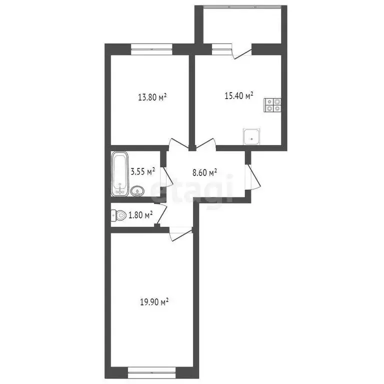 2-комнатная квартира: Чебоксары, улица И.П. Прокопьева, 13 (63.6 м) - Фото 1