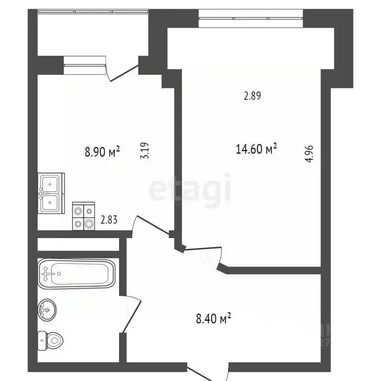 1-к кв. Архангельская область, Архангельск Дачная ул., 51 (33.2 м) - Фото 1