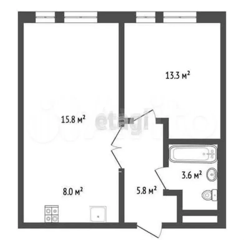 2-к. квартира, 50 м, 2/12 эт. - Фото 0