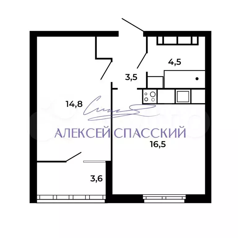 1-к. квартира, 43 м, 4/11 эт. - Фото 0