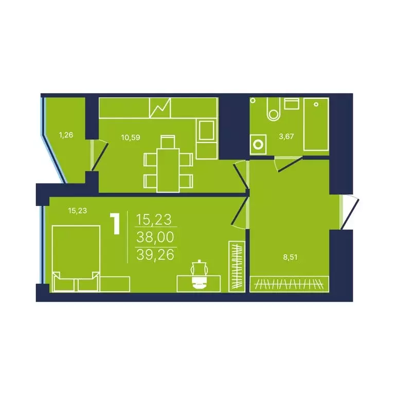 1-комнатная квартира: Уфа, проспект Дружбы Народов, 49 (39.3 м) - Фото 1