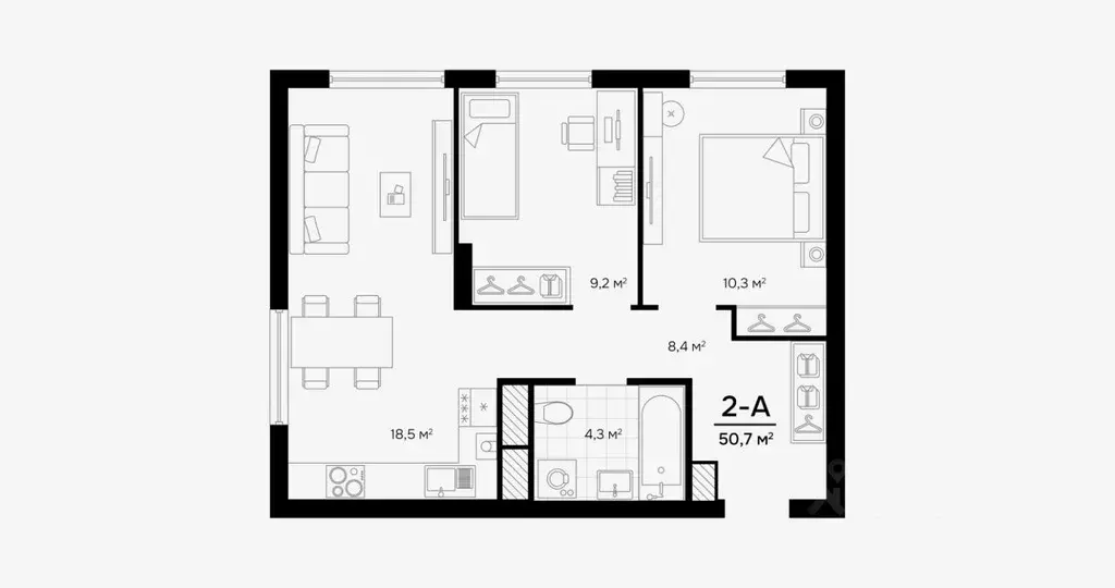 2-к кв. Астраханская область, Астрахань ул. Бехтерева, 8 (50.75 м) - Фото 1