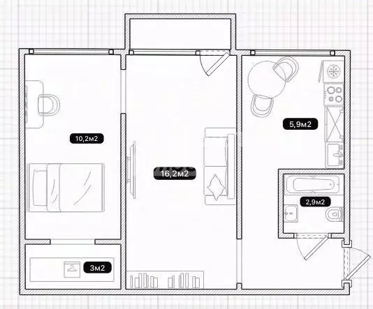 2-к кв. Омская область, Омск Городок Нефтяников мкр, ул. 1-я ... - Фото 2