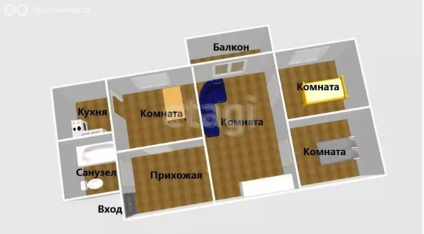 4-комнатная квартира: Сокол, Железнодорожная улица, 5 (88 м) - Фото 1