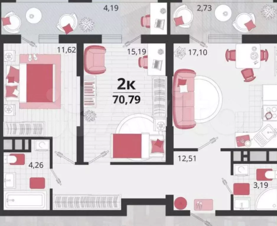 3-к. квартира, 71 м, 7/24 эт. - Фото 0
