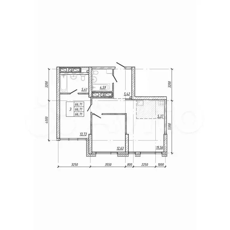 3-к. квартира, 68,3 м, 20/28 эт. - Фото 1