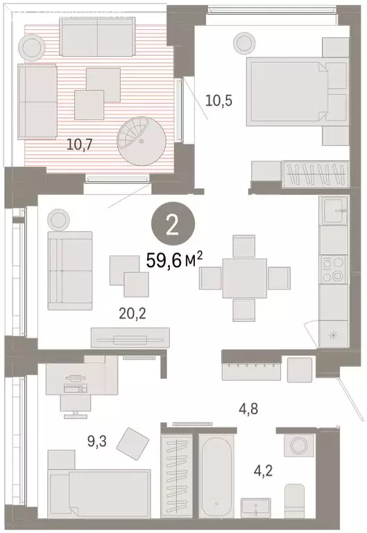 2-комнатная квартира: Екатеринбург, улица Гастелло, 19А (59.63 м) - Фото 1