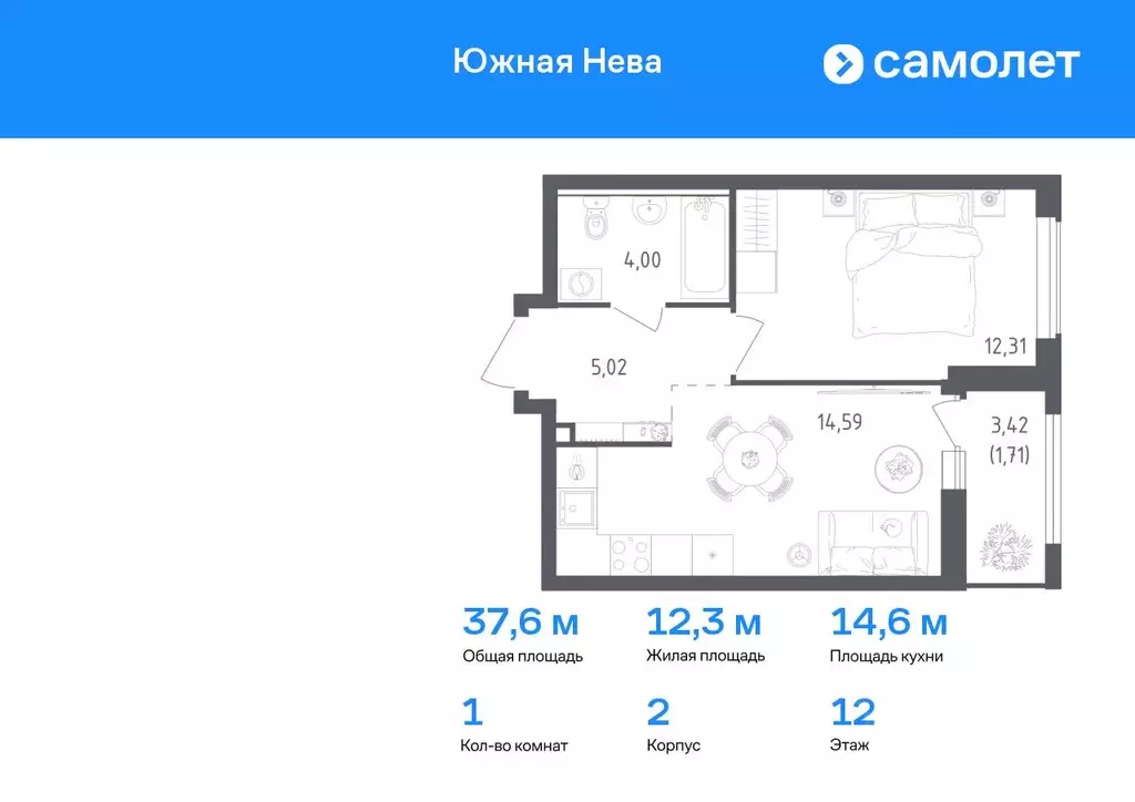 1-к кв. Ленинградская область, Всеволожский район, Свердловское ... - Фото 0