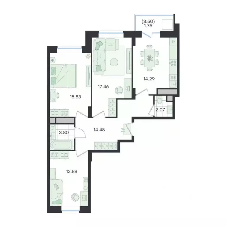 3-к кв. Московская область, Подольск городской округ, пос. Сосновый ... - Фото 1