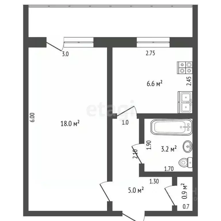 1-к кв. Мордовия, Саранск Гожувская ул., 25А (33.7 м) - Фото 2